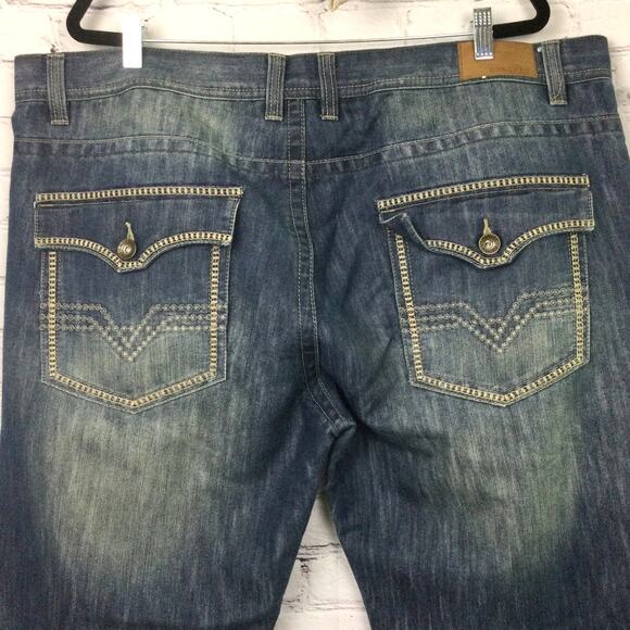 Halifax Men's Dark Wash Flap Pockets Straight Leg Jeans Blue Size 46 - Picture 4 of 10